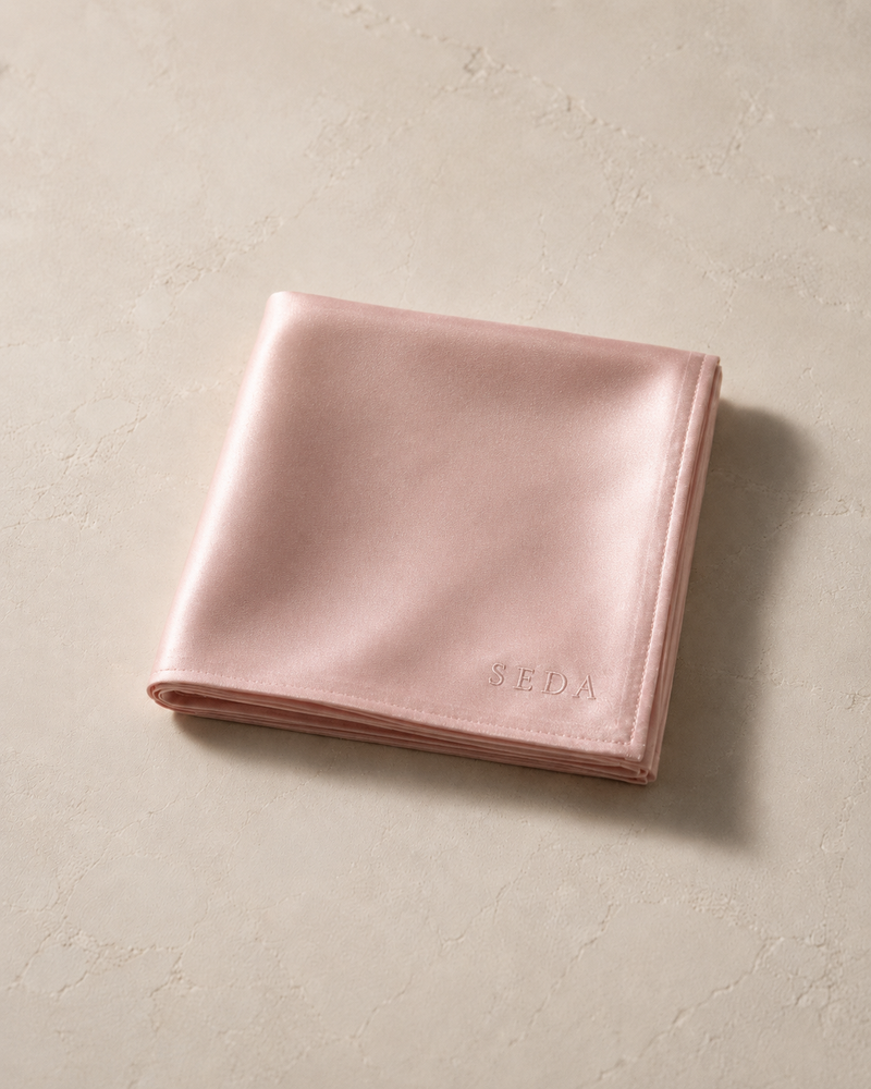 SEDA Silk Ritual Cloth in Blush — 25 momme mulberry silk face cloth