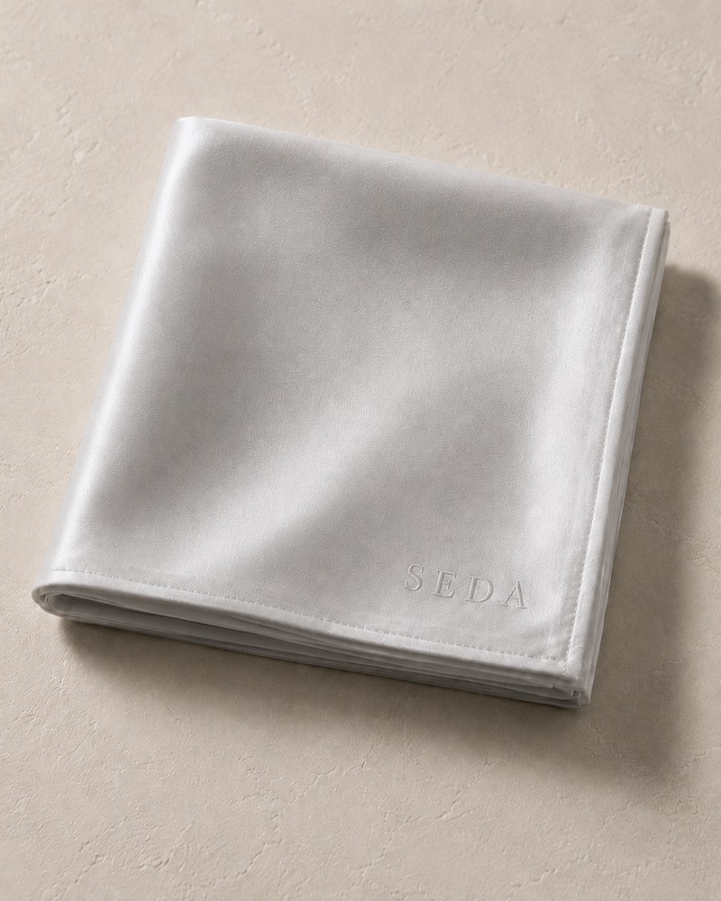 SEDA Silk Ritual Cloth in Silver — 25 momme mulberry silk face cloth